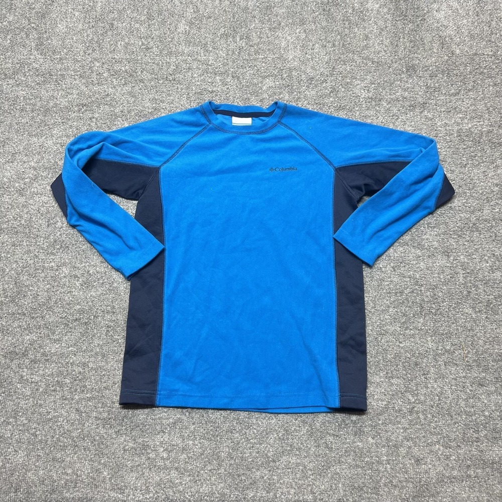 Columbia Shirt Youth Medium Blue Fleece Long Sleeve Base Layer Colorblock Top